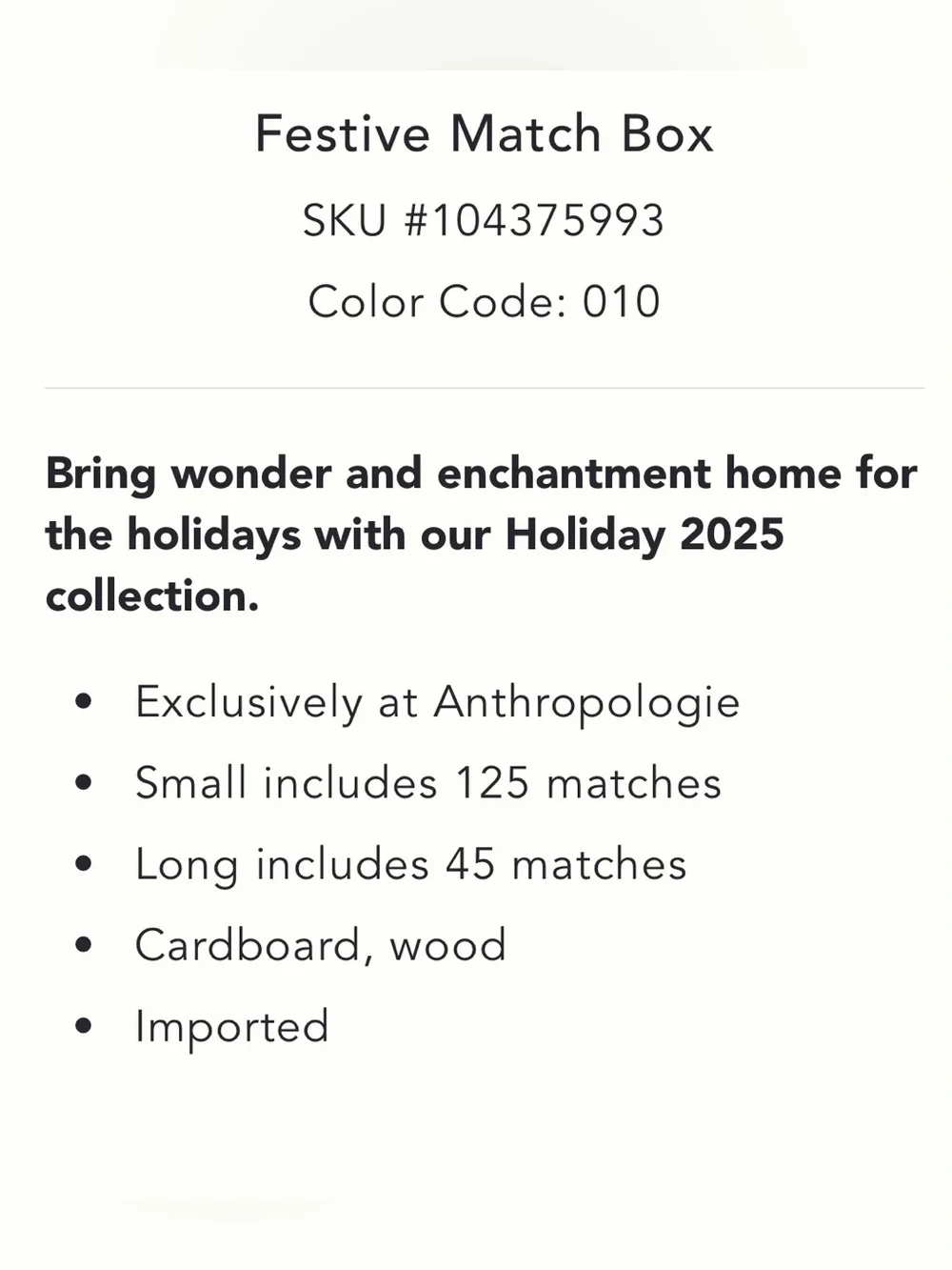 NWT Anthropologie Archivist Festive Matchbox in Santa Bell.
